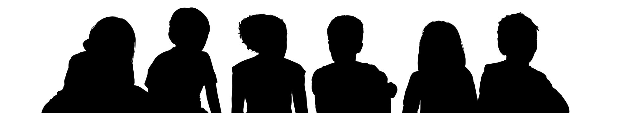Silhouettes of seated children